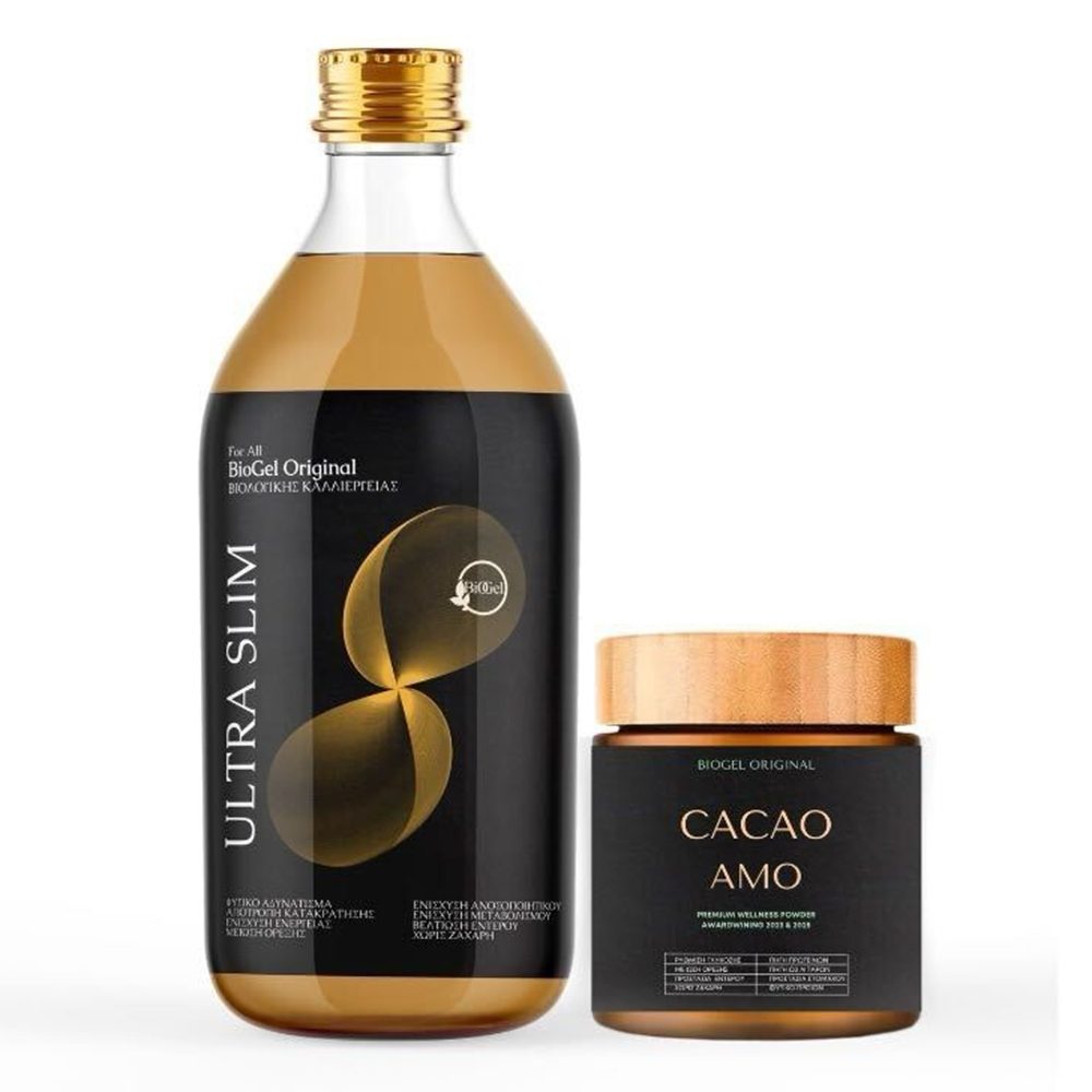 Σετ Χυμός Αλόη UltraSlim 1lt + Cacao Amo 175g